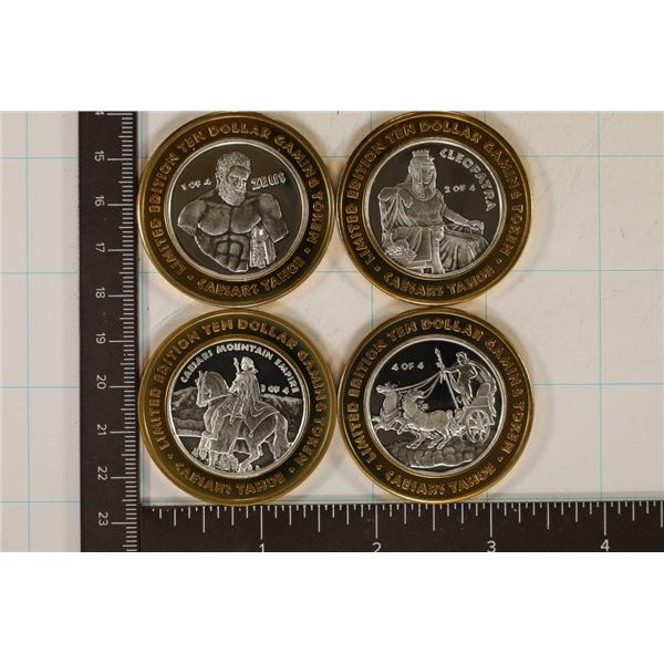 4-CASINO $10 SILVER TOKENS ALL UNC: SET OF FOUR