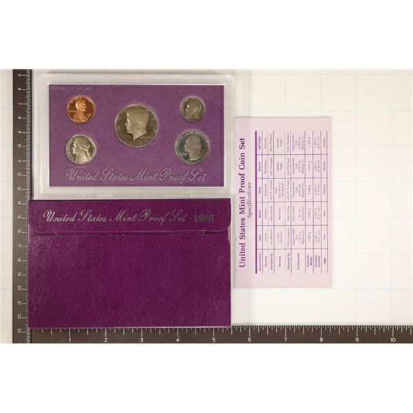 1988 US PROOF SET (WITH BOX) AND CERTIFICATE