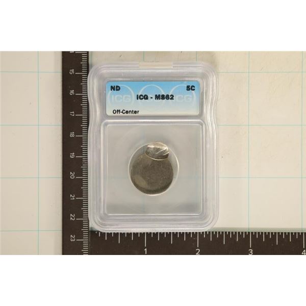ERROR NO DATE OFF CENTER US NICKEL ICG MS62