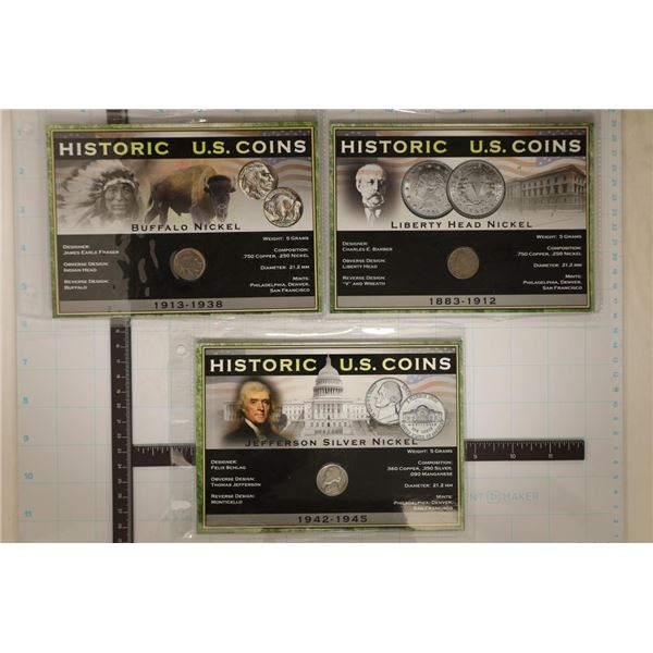 3 HISTORIC US COINS: 1912 LIBERTY "V" NICKEL, 1937