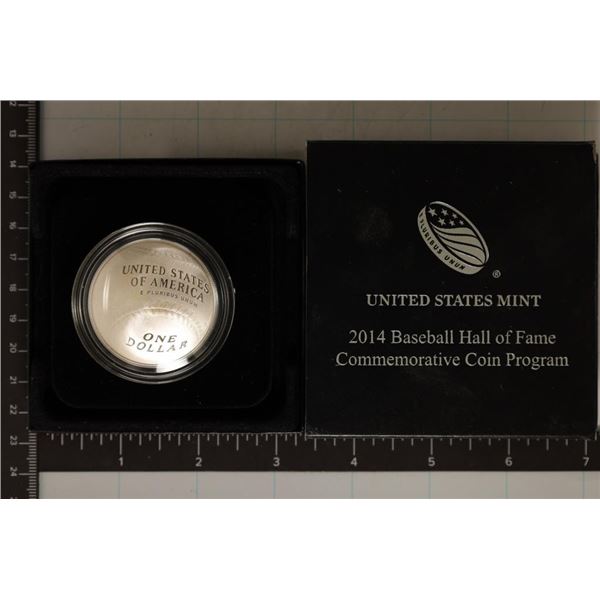 2014-P US PROOF SILVER BASEBALL HALL OF FAME $1