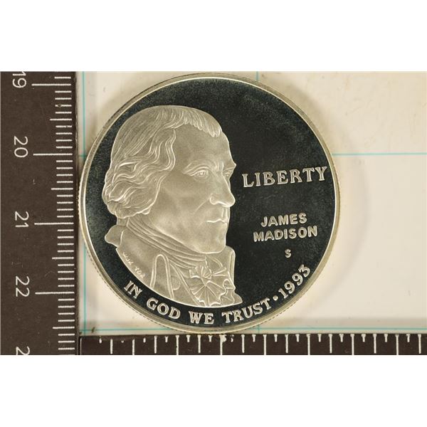 1993-S US PROOF SILVER DOLLAR JAMES MADISON