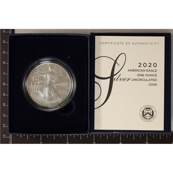 2020-W AMERICAN SILVER EAGLE UNC WITH CERTIFICATE