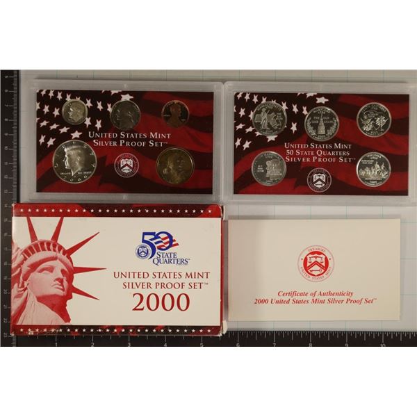 2000 US SILVER PROOF SET (WITH BOX) & CERTIFICATE