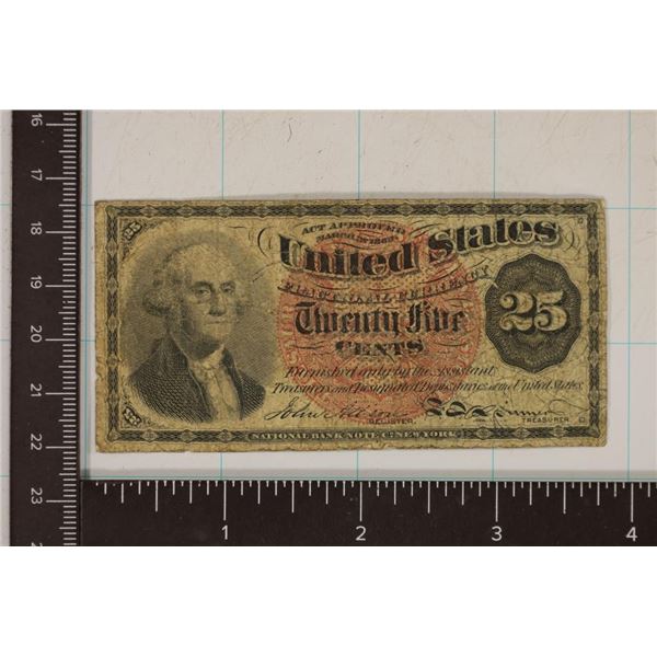 1863 US 25 CENT FRACTIONAL CURRENCY WITH