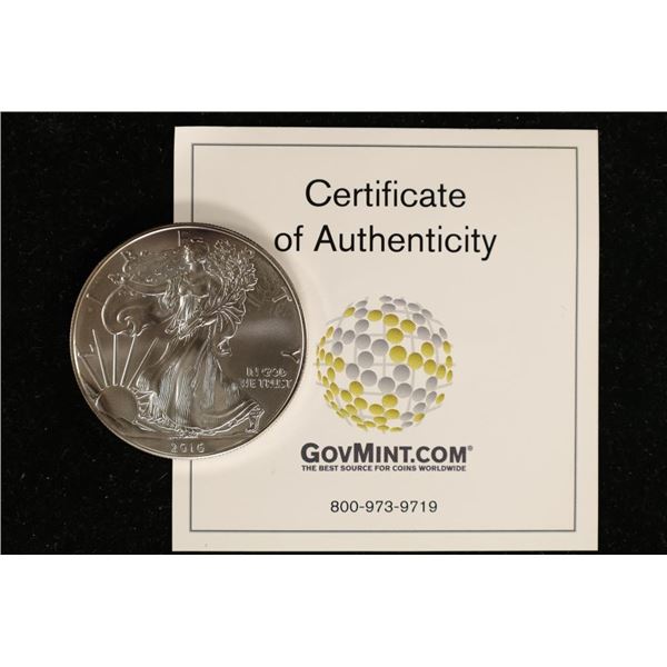 2016 AMERICAN SILVER EAGLE BU WITH CERTIFICATE