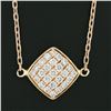 Image 3 : 18k Rose Gold .60 ctw Pave Set Diamond Cushion Pendant & Cable Link Chain Neckla