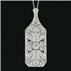 Image 3 : Antique Art Deco Platinum 4.37 ctw Old European Diamond Large Dinner Pendant Cha