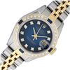 Rolex Ladies 2T Quickset Blue Vignette Diamond And Sapphire Datejust Wristwatch