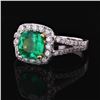 Image 2 : 1.35 ctw Emerald and 0.62 ctw Diamond 18K White Gold Ring