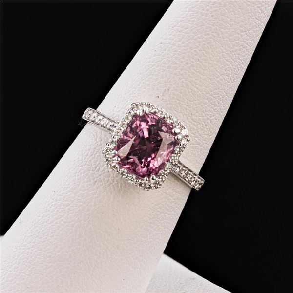 2.90 ctw Pink Spinel and 0.38 ctw Diamond 18K White Gold Ring
