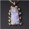 Image 2 : 18K Gold, Carved Jadeite & Diamond Pendant & Necklace by Victor Loo
