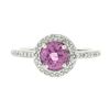 Image 4 : NEW Martin Flyer Platinum 1.57 ctw Round Pink Sapphire w/ Pave Diamond Halo Ring