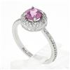 Image 9 : NEW Martin Flyer Platinum 1.57 ctw Round Pink Sapphire w/ Pave Diamond Halo Ring