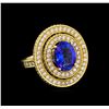 14KT Yellow Gold 3.40 ctw Tanzanite and Diamond Ring