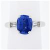 Vintage Platinum GIA Burma NO HEAT Cushion Sapphire & Diamond Engagement Ring