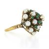 Image 5 : Antique 8k Yellow Gold Round Pearl & Green Chalcedony Prong Cluster Pyramid Ring