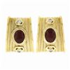 18k Gold Oval Cabochon Ruby & Diamond Twisted Wire Dual Finish Clip On Earrings