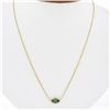 NEW 18k Gold .78 ctw GIA Marquise Emerald Solitaire Diamond Halo Pendant Necklac