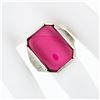 Image 3 : Antique Art Deco Mens Large Engraved 14k White Gold & Rectangular Red Stone Ring