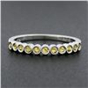Image 2 : 18k White Gold 0.30 ctw Round Yellow Sapphire Milgrain Bezel Stackable Band Ring