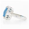 Image 6 : 14k White Gold Cushion Checkerboard Swiss Blue Topaz Diamond Halo Cocktail Ring
