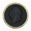 Image 4 : Vintage 14K Gold Large Black Onyx Matte Carved Cameo Intaglio Round Platter Ring