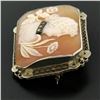 Image 3 : Antique Art Deco 14K White Gold Shell Cameo w/ Filigree Frame Brooch Pendant