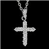 Image 6 : Petite Solid Platinum .30 ctw Round Brilliant Diamond Simple Cross Pendant & Cha