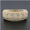 Image 2 : Unisex Fancy 10k Yellow Gold 2 ctw Round Brilliant Diamond Wide Cluster Band Rin