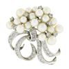 Image 1 : Vintage 14K White Gold 1.90 ctw Diamond & FINE Pearl Cluster Ribbon Brooch Penda