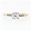 Image 4 : Antique Art Deco 18k White Gold 0.55 ctw European Diamond Solitaire & Accent Rin