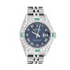 Image 1 : Rolex Ladies Quickset Stainless Steel Blue Roman 18K White Gold Diamond & Emeral