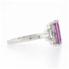 Image 5 : NEW Platinum 2.76 ctw GIA Emerald Step Cut Pink Sapphire & Diamond Engagement Ri