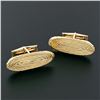 Image 6 : Men's Solid 14k Yellow Gold Textured Oval Tree Stump Pattern Cufflinks Links