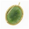 Image 4 : Vintage 14k Gold Oval Cabochon Jade Seed Pearl Twisted Wire Frame Brooch Pendant