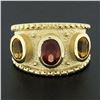 Image 2 : 14k Yellow Gold Oval Garnet Citrine Matte Finish Bead Work Wide Cigar Band Ring