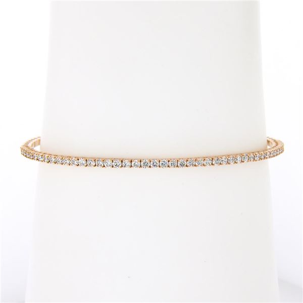 NEW 14k Rose Gold 1.14 ctw Round Diamond 6.25" Flexible Stackable Bangle Bracele