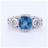 Image 2 : 1.61 ctw Aquamarine and 1.15 ctw Diamond 14K White Gold Ring
