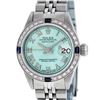 Image 2 : Rolex Ladies Stainless Steel Quickset Blue Diamond And Sapphire Datejust Wristwa