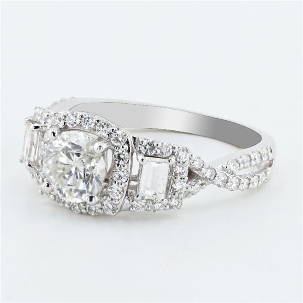 0.96 ctw CENTER Diamond 18K White Gold Ring (1.73 ctw Diamonds)
