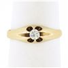 Image 1 : Antique Victorian 14K Gold 0.14 ctw European Diamond Belcher Gypsy Solitaire Rin