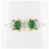 Image 1 : NEW 18K TT Gold 0.66 ctw Marquise Prong Diamond & Emerald Five 5 Stone Band Ring