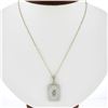 Antique Art Deco 14k White Gold Camphor Glass w/ Filigree Pendant Chain Necklace