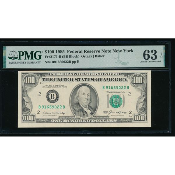 1985 $100 New York FRN PMG 63EPQ