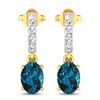 14KT Yellow Gold 1.4ctw London Blue Topaz and Diamond Earrings