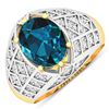 14KT Yellow Gold 2.7ctw London Blue Topaz and Diamond Ring