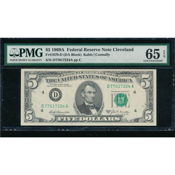 1969A $5 Cleveland FRN PMG 65EPQ