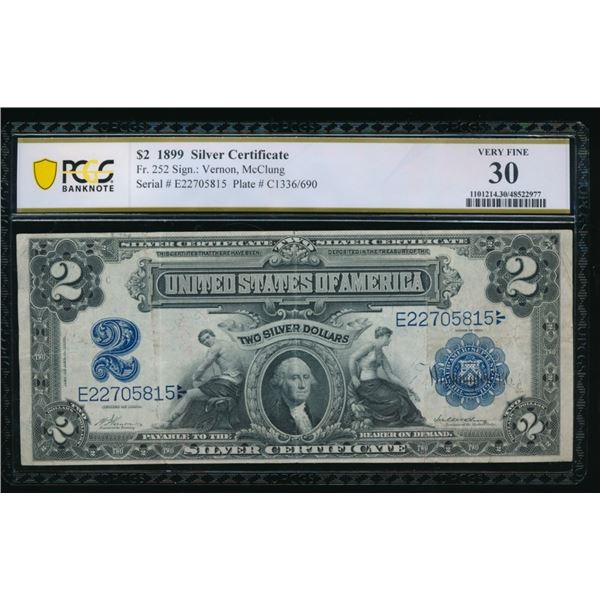 1899 $2 Mini Porthole Silver Certificate PCGS 30