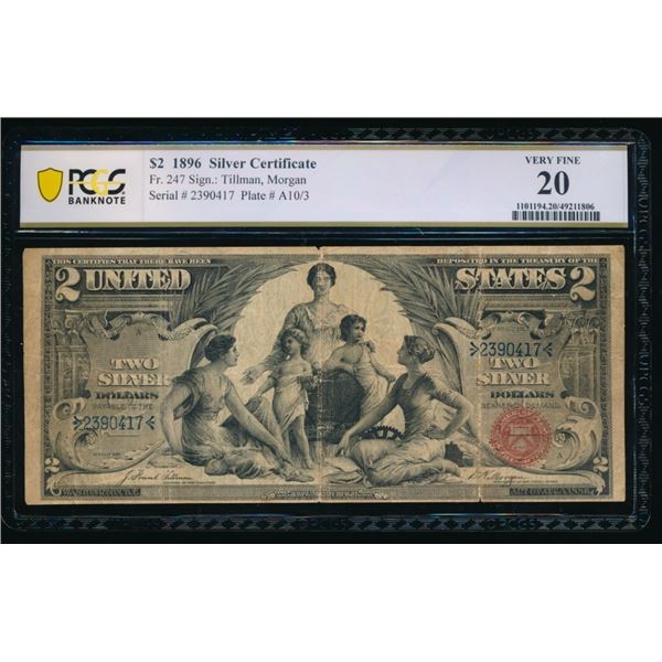 1896 $2 Educational Silver Certificate PCGS 20